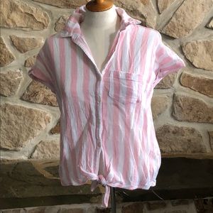 Button front tie Top